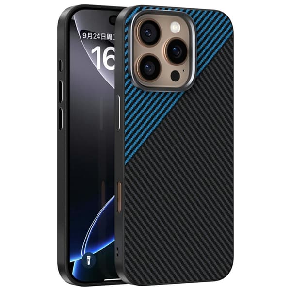 ABEEL Mobilskal till iPhone 16 Pro MagSafe Carbon Fiber Texture - Blå Blå