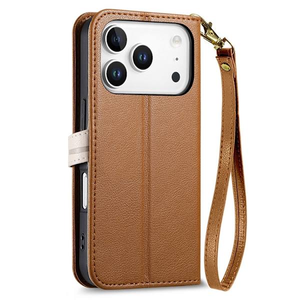 iPhone 17 Pro Max Plånboksfodral Leaf Magnetiskt Spänne Konstläder - Brun Brun