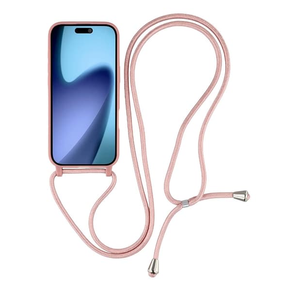 Mobilskal till iPhone Air TPU Shockproof med Lanyard - Djuprosa Rosa