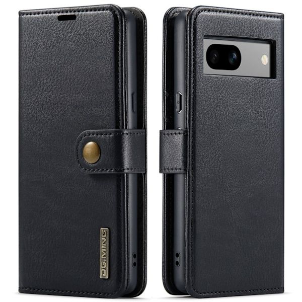 DG.MING Google Pixel 8a Plånboksfodral 2 i 1 Äkta läder Svart