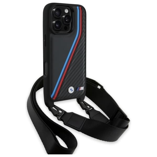BMW Mobilskal till iPhone 16 Pro Max Carbon Tricolor & Strap - Svart Black