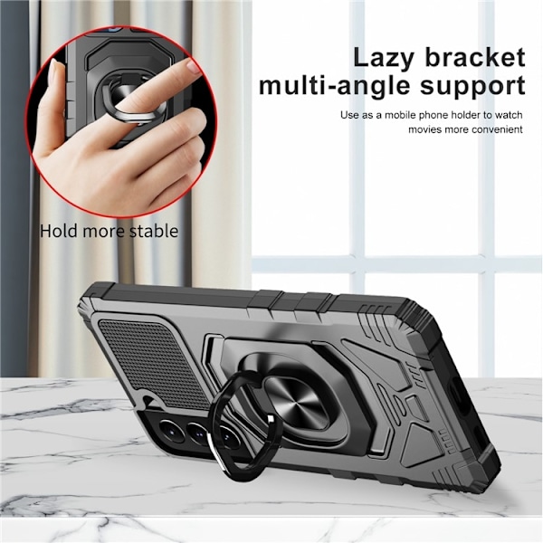 Galaxy S23 Skal Ringhållare Kickstand Anti-Fall - Svart Svart