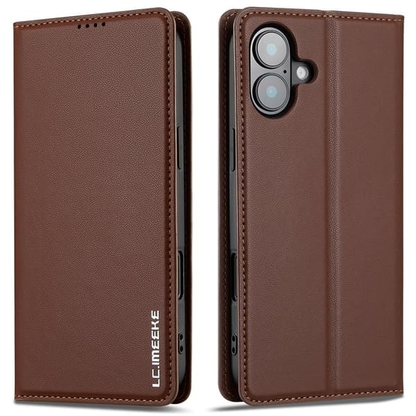 LC.IMEEKE L1 Series iPhone 17 Plånboksfodral Konstläder - Brun Brun