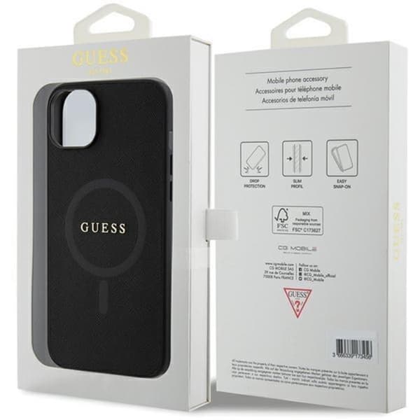 Guess Mobilskal till iPhone 15 Plus Magsafe Saffiano - Svart Svart