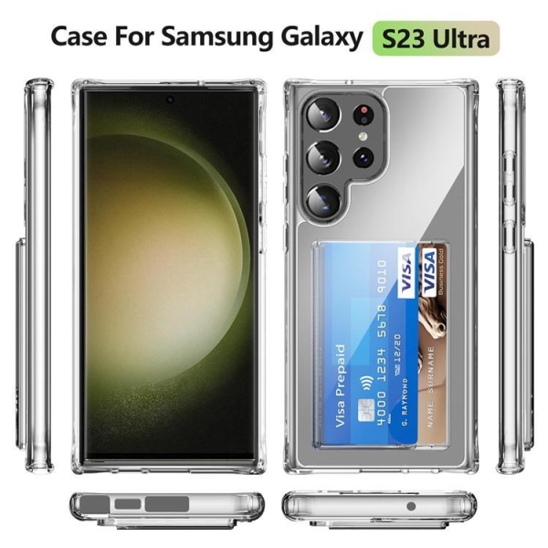 Galaxy S23 Ultra Mobile Cover Kortholder Hybrid Akryl - Gennemsigtig