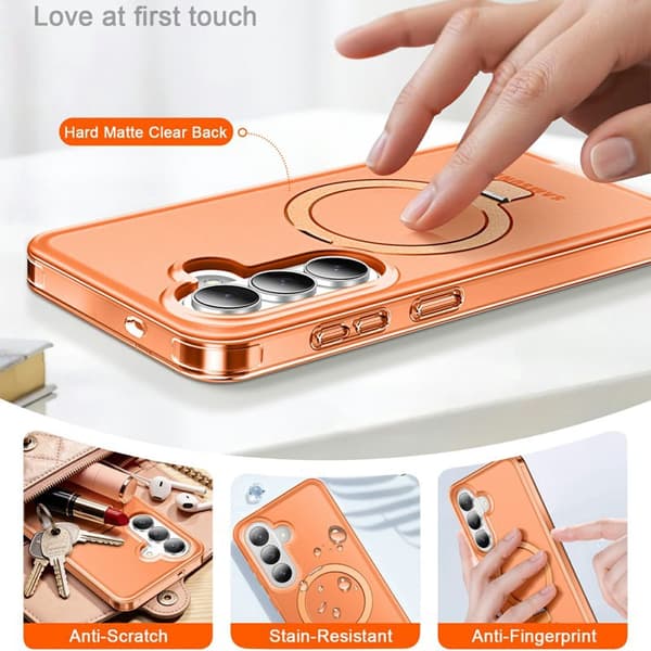 Mobilskal för Samsung Galaxy S26 Plus Magnetiskt Kickstand TPU + PC - Orange