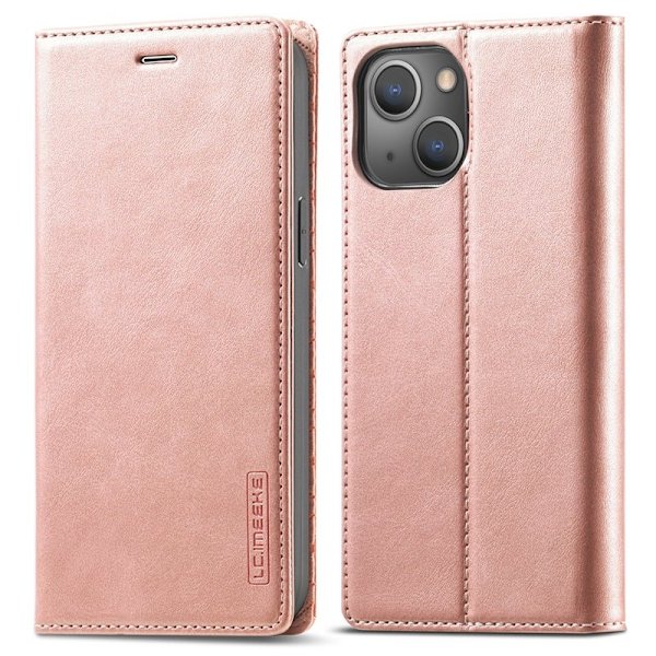LC.IMEEKE iPhone 13 Plånboksfodral Konstläder - All-round Skydd - Roséguld