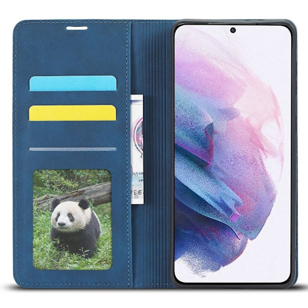 FORWENW Galaxy S22 Plånboksfodral Konstläder - Magnetisk - Blå