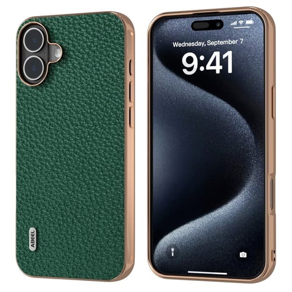 ABEEL Mobilskal till iPhone 16 Plus Star Series Grön Äkta Läder