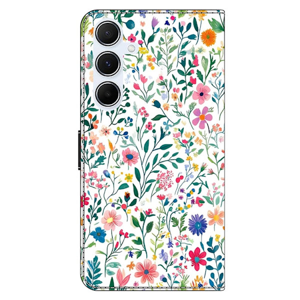 Galaxy A17 5G Konstläder Plånboksfodral Pattern Printing - Small Flowerbed Vit