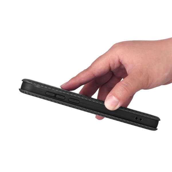 OnePlus 15 Plånboksfodral Carbon Fiber Drop-Proof Konstläder Svart