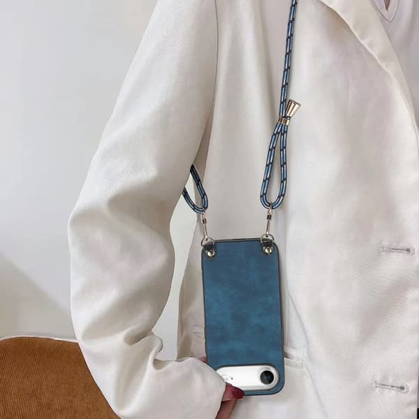 Mobilskal till iPhone Air med Justerbar Rem Retro Läder - Blå Blå