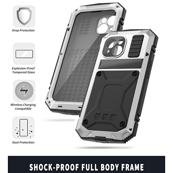 R-JUST Mobilskal till iPhone 15 Plus med Härdat Glas - Silver Silver