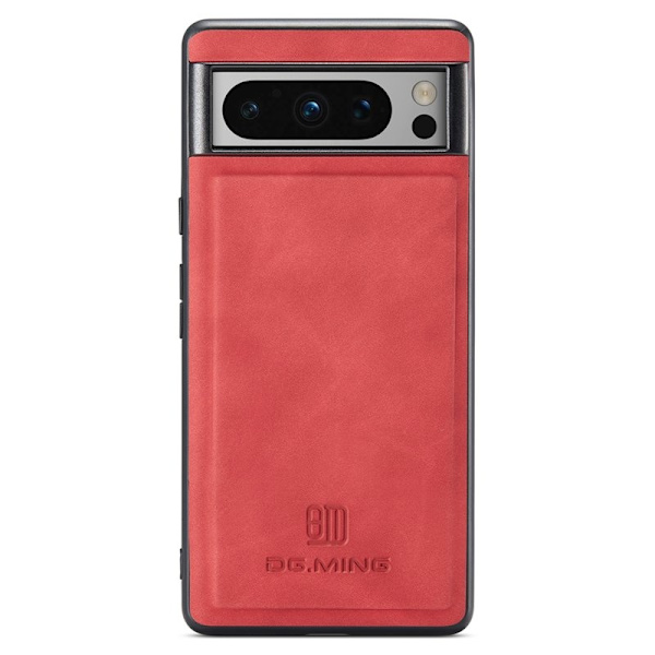 DG.MING Mobilskal till Google Pixel 8 Pro PU Läder + PC + TPU Röd