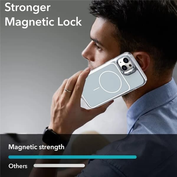 Mobilskal till iPhone 15 MagSafe Lens Kickstand med Handrem - Grå Grå