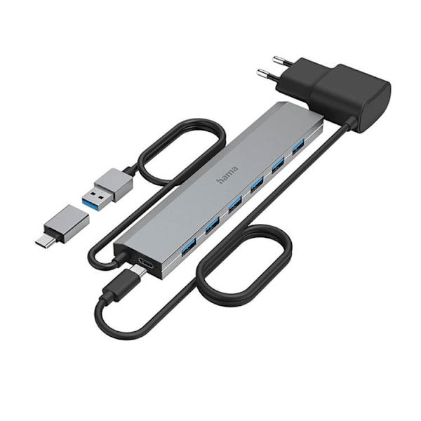 Hama USB HUB 7-Port - Grå