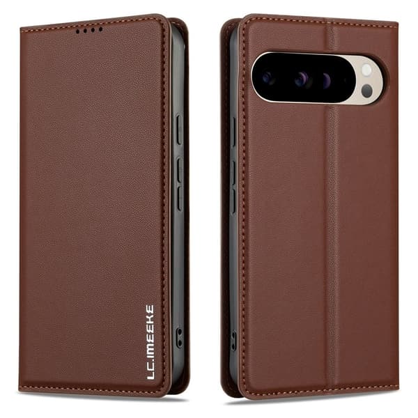 LC.IMEEKE L1 Series för Google Pixel 9 Pro Plånboksfodral Konstläder - Brun