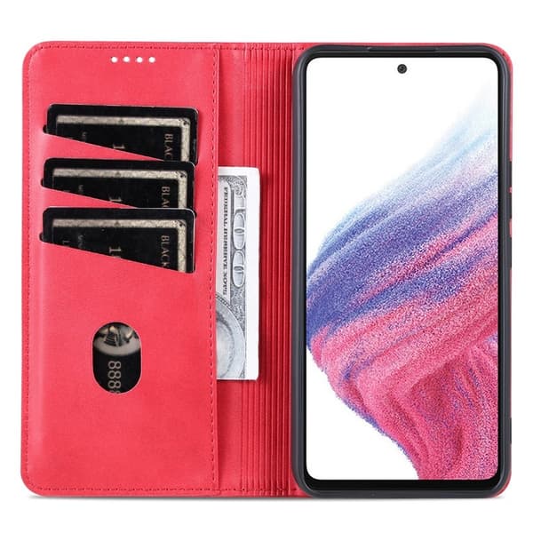 AZNS Samsung Galaxy A35 5G Plånboksfodral i Konstläder - Röd