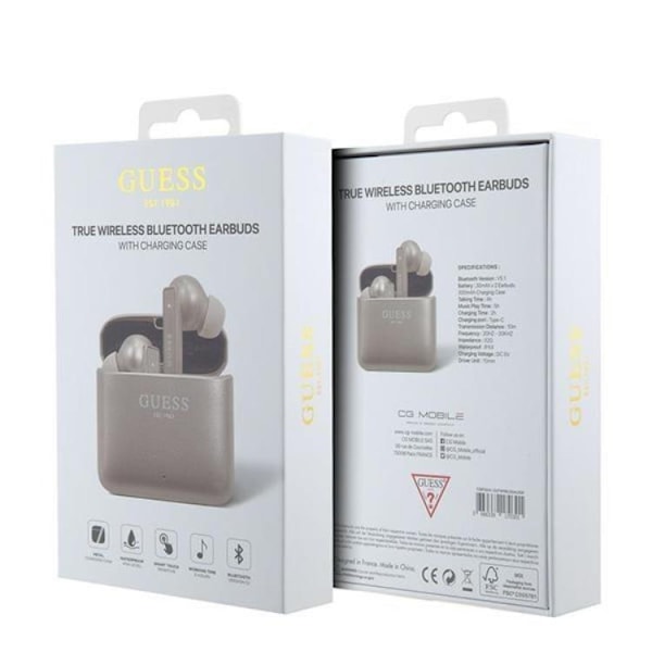 Guess TWS Bluetooth In-Ear Hörlurar + Dock Printed Logo - Rosa Guld