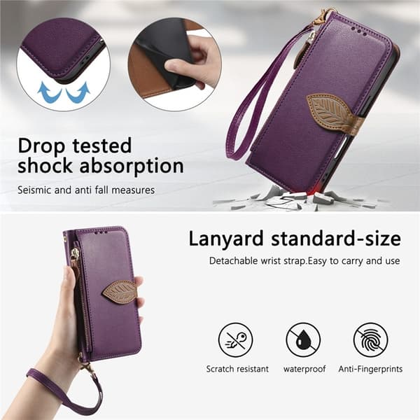 iPhone Air Plånboksfodral Leaf Magnetiskt Spänne Konstläder - Lila Lila
