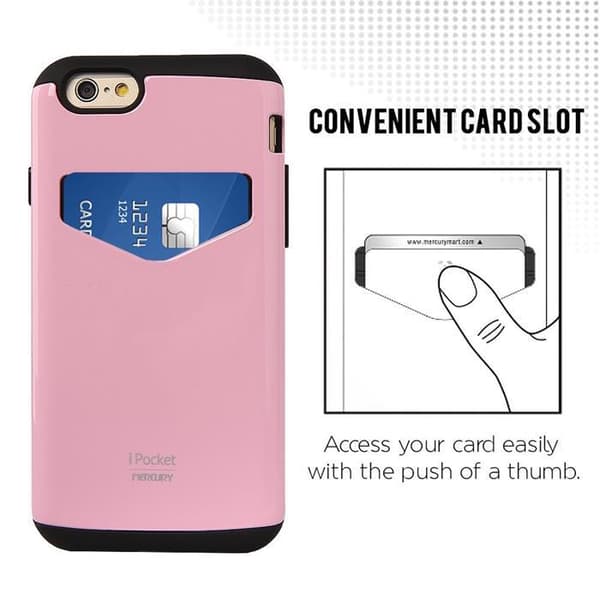 Mercury iPocket skal med kortplats till Apple iPhone 6(S) Plus -  Rosa Pink