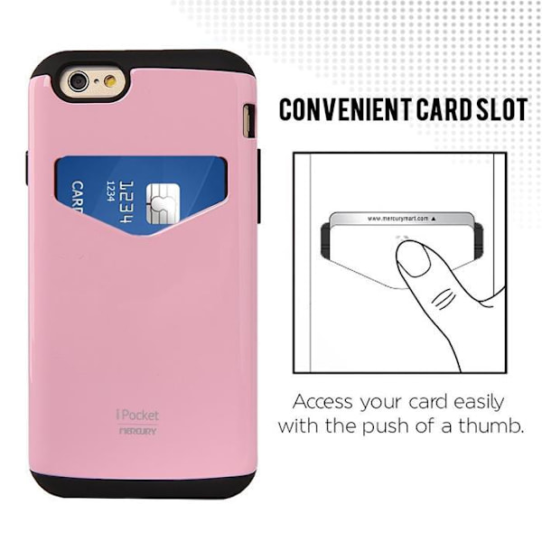 Mercury iPocket skal med kortplats till Apple iPhone 6(S) Plus -  Rosa Rosa