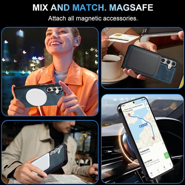 LC.IMEEKE Mobilskal för Samsung Galaxy S26 Plus Magnetiskt PU + TPU - Blå