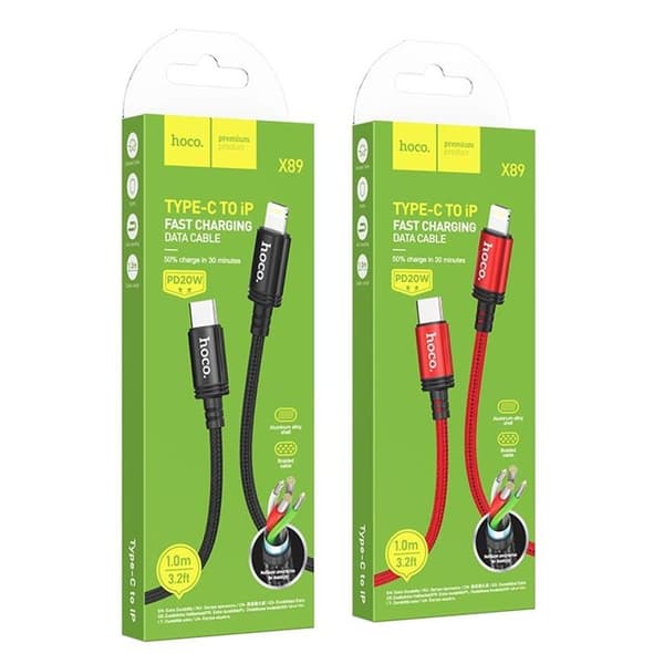 Hoco USB-C till Lightning Kabel PD 20W X89 1m Svart Svart