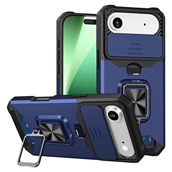 Mobilskal till iPhone Air Slide Lens Lid med Kortfack - Blå Blå