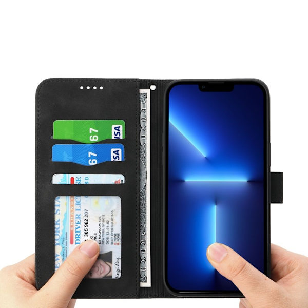 DIERFENG DF-03 Plånboksfodral för iPhone 13 Pro Max - Konstläder - Svart