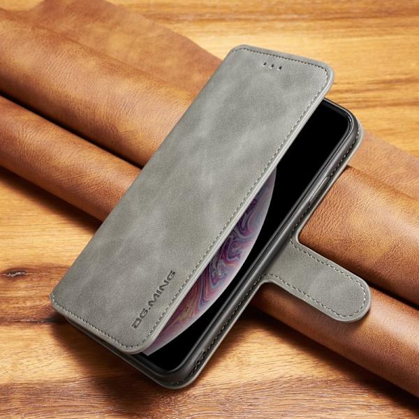 DG.MING Retro KonstLäder Plånboksfodral iPhone XS Max Grå