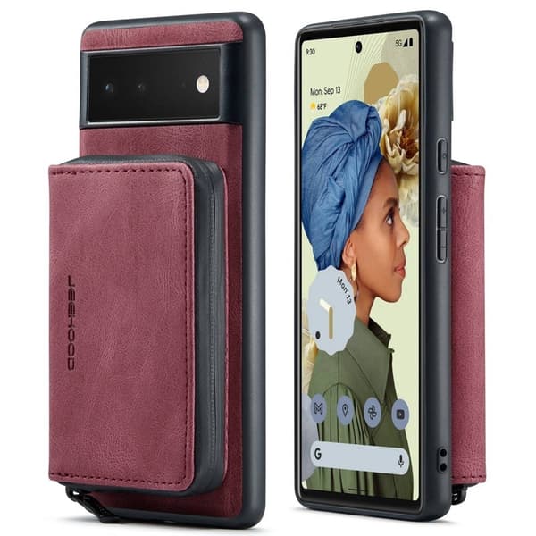 JEEHOOD Google Pixel 7 5G Konstläder Plånboksfodral med Ställning Röd