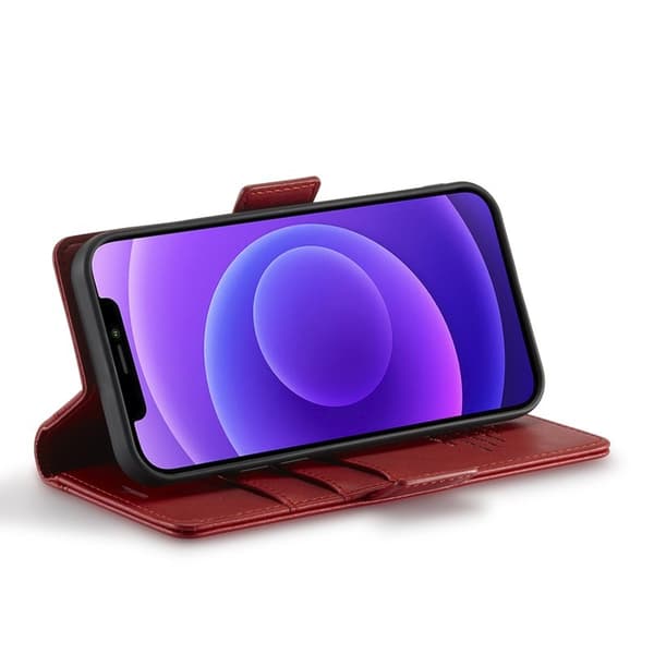 LC.IMEEKE iPhone 12 / 12 Pro Plånboksfodral i Konstläder - Röd
