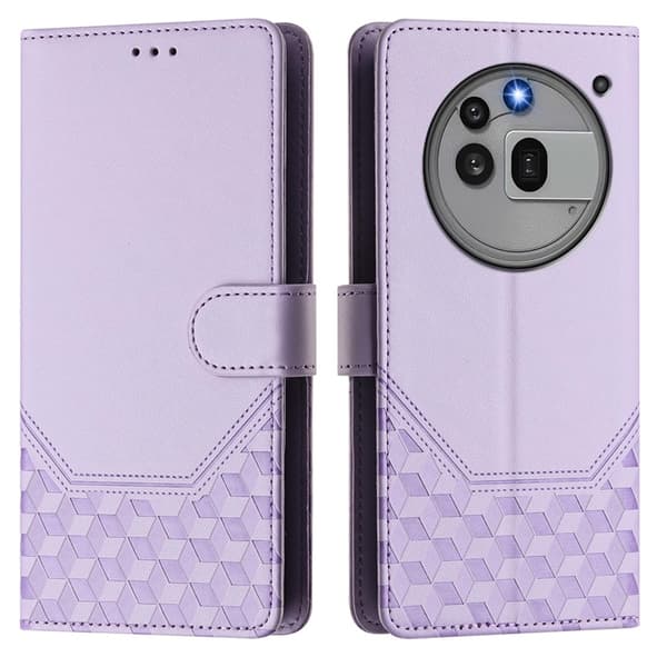 Nothing Phone (3a) Pro Plånboksfodral Imprinted Honeycomb RFID Lila