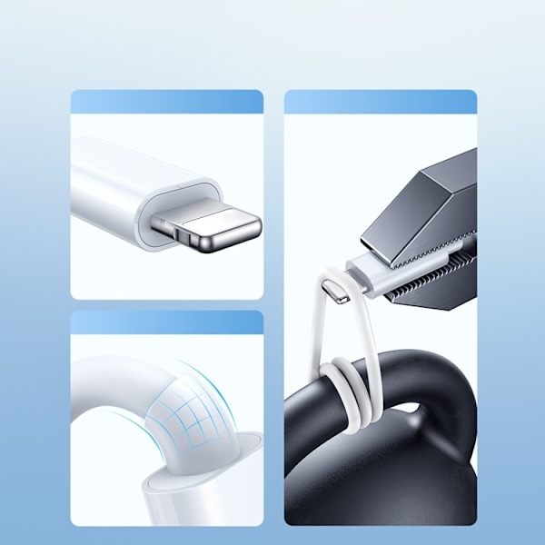 Joyroom 3i1 USB-A til Lightning/USB-C kabel og magnetisk oplader Vit