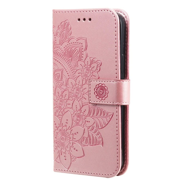 iPhone 17 Pro Max Konstläder Plånboksfodral Floral Pattern - Rosa Rosa