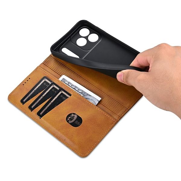 AZNS iPhone 17 Pro Max Plånboksfodral Konstläder - Brun