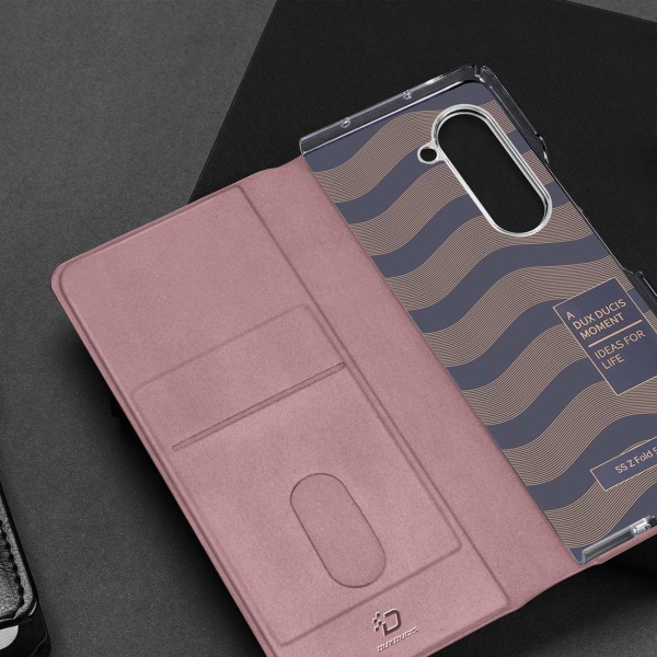 Dux Ducis Galaxy Z Fold 5 lompakkokotelo Bril, nahkainen läppä - vaaleanpunainen