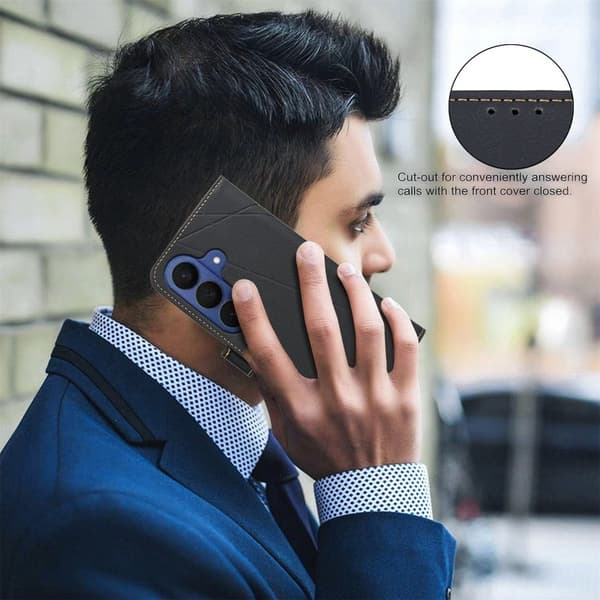 BINFEN Samsung Galaxy A57 Plånboksfodral Konstläder RFID Skydd - Svart