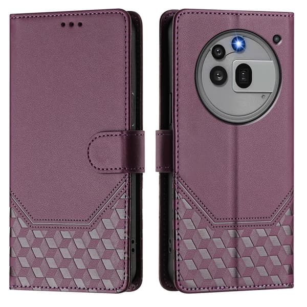 Nothing Phone (3a) Plånboksfodral Imprinted Honeycomb RFID Lila