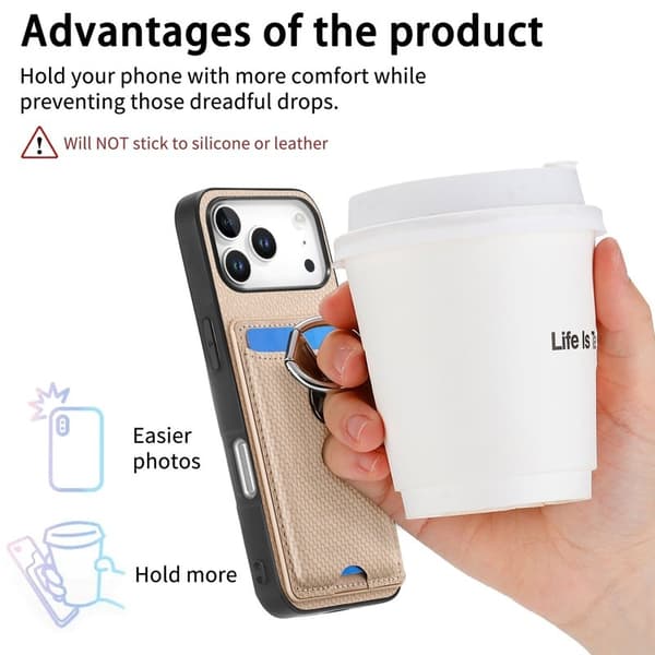 D.G Ming Mobilskal till iPhone 17 Pro Äkta läder - Beige