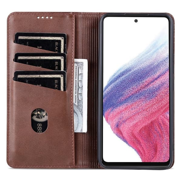 AZNS Samsung Galaxy A54 5G Plånboksfodral Konstläder - Brun