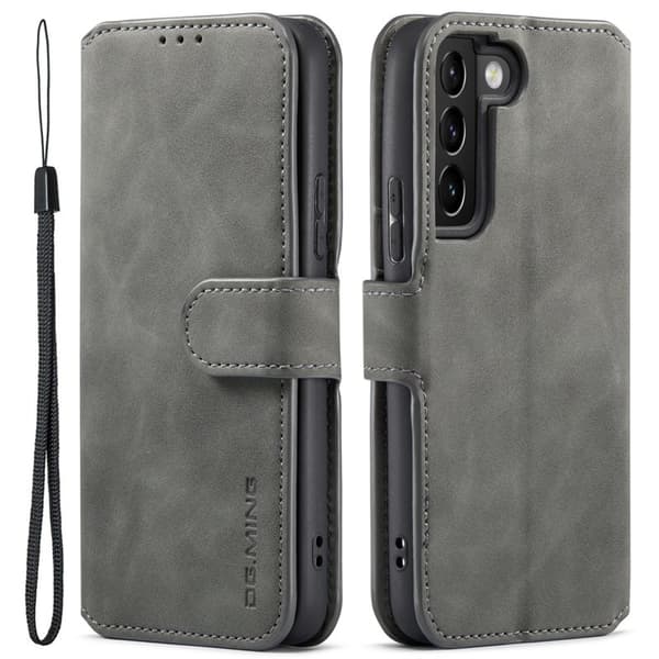 DG.MING Plånboksfodral Konstläder Skyddande Ställ för Samsung Galaxy S22+ Grå