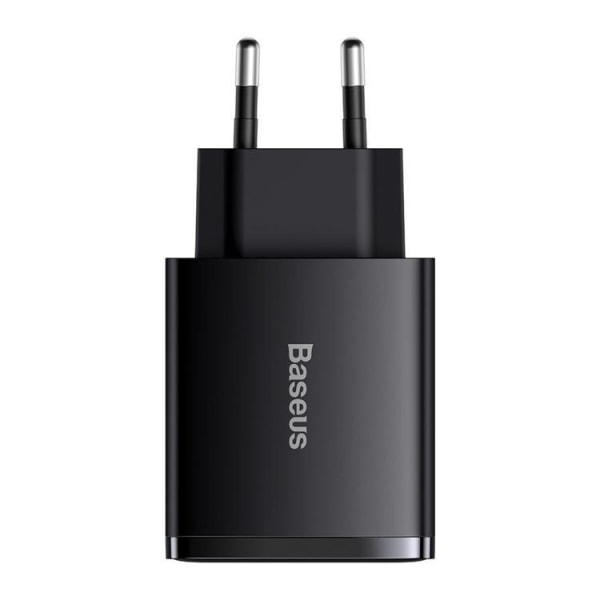 Baseus Compact Väggladdare USB-C Till 2x USB 30W - Svart