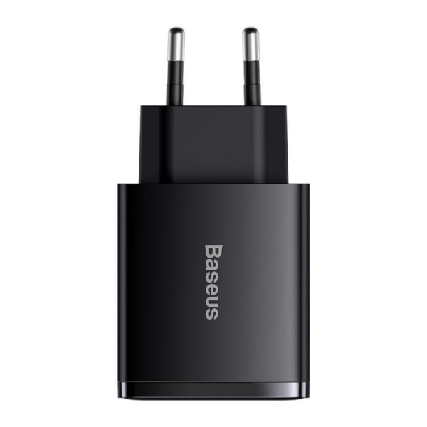 Baseus Compact Väggladdare USB-C Till 2x USB 30W - Svart Svart