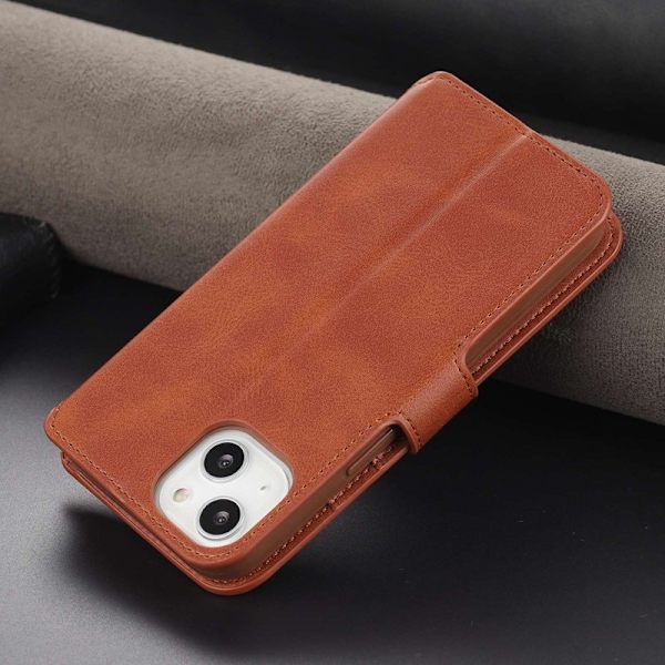 AZNS iPhone 14 Plånboksfodral Konstläder - Ställning Magnetisk - Brun