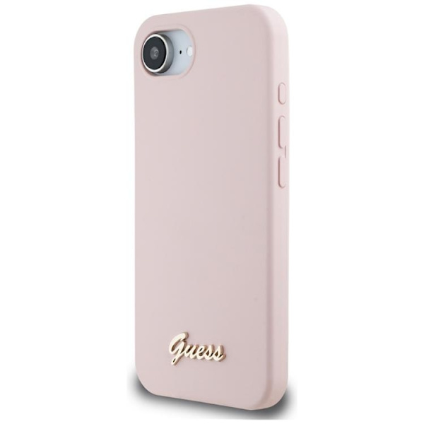 Guess telefontaske til iPhone 16e MagSafe Silicone Script Metal Logo