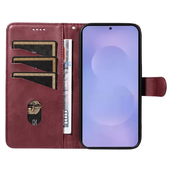 T-Shape Samsung Galaxy S26 / S26 Pro Plånboksfodral Konstläder - Vinröd