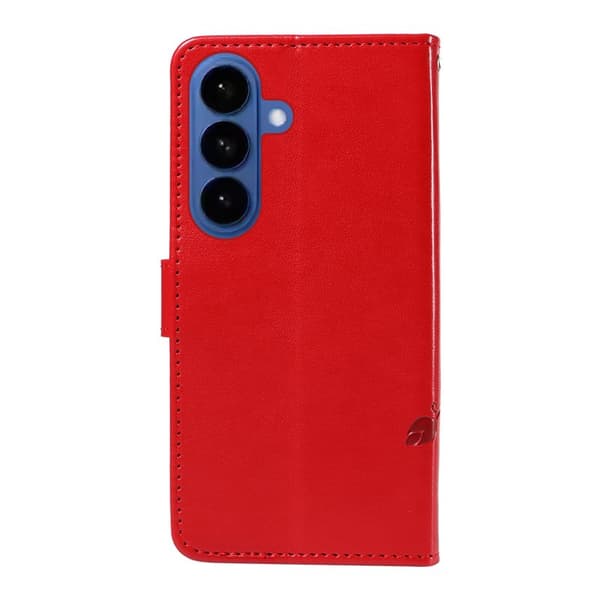 Plånboksfodral för Samsung Galaxy S26 Plus Konstläder Blommönster - Röd
