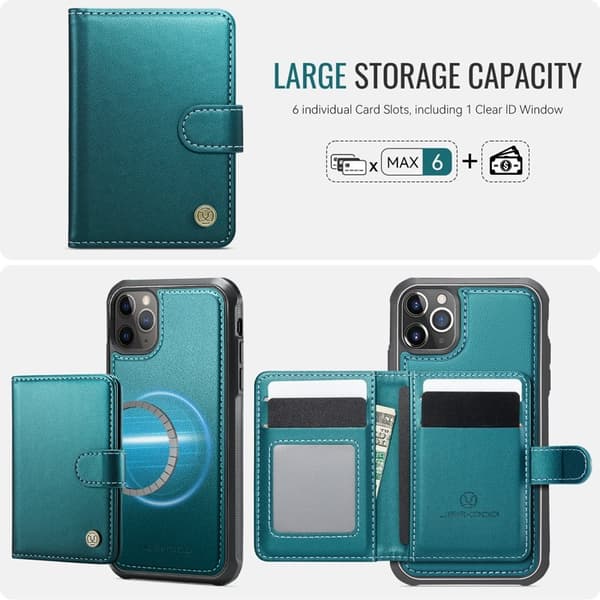 JEEHOOD J09 Mobilskal till iPhone 11 Pro RFID Läder MagSafe Grön